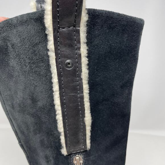 UGG Black and Cream Heeled Boots - Picture 6 of 11